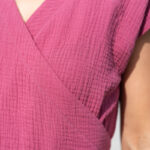 Smart Dress 05, zavinovacie šaty, slow fashion, Dusty Rose mušelín – 7